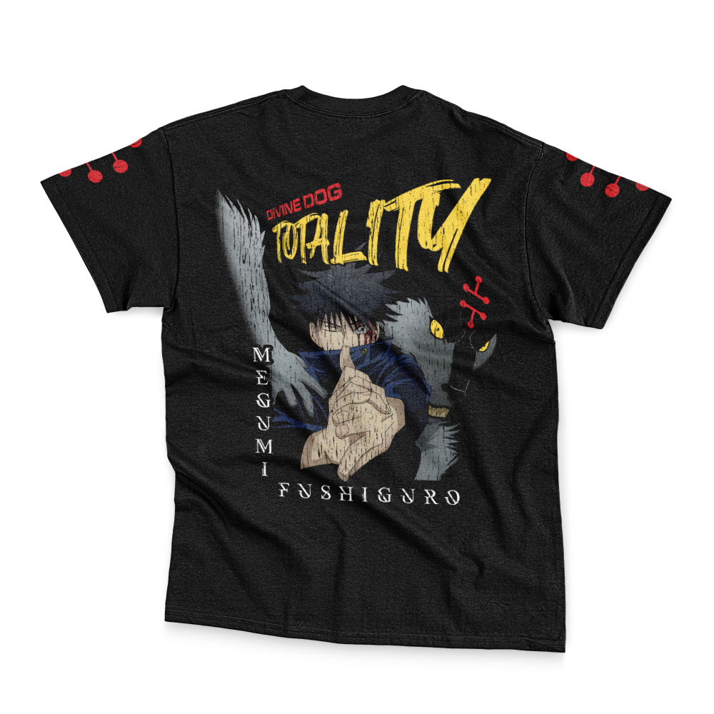 Megumi-Fushiguro-Divine-Dog-JJK_Streetwear-T-Shirt-BACK-WRINKLY Megumi Fushiguro Divine Dog JJK Streetwear T Shirt BACK WRINKLY - Jujutsu Kaisen EU Store