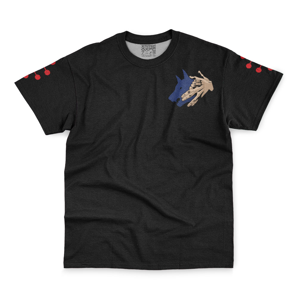 Megumi-Fushiguro-Divine-Dog-JJK_Streetwear-T-Shirt-FRONT-WRINKLY Megumi Fushiguro Divine Dog JJK Streetwear T Shirt FRONT WRINKLY - Jujutsu Kaisen EU Store