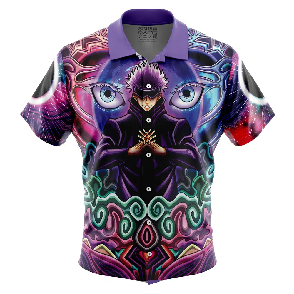 gojo Button Up Hawaiian Shirt front new 2 - Jujutsu Kaisen EU Store