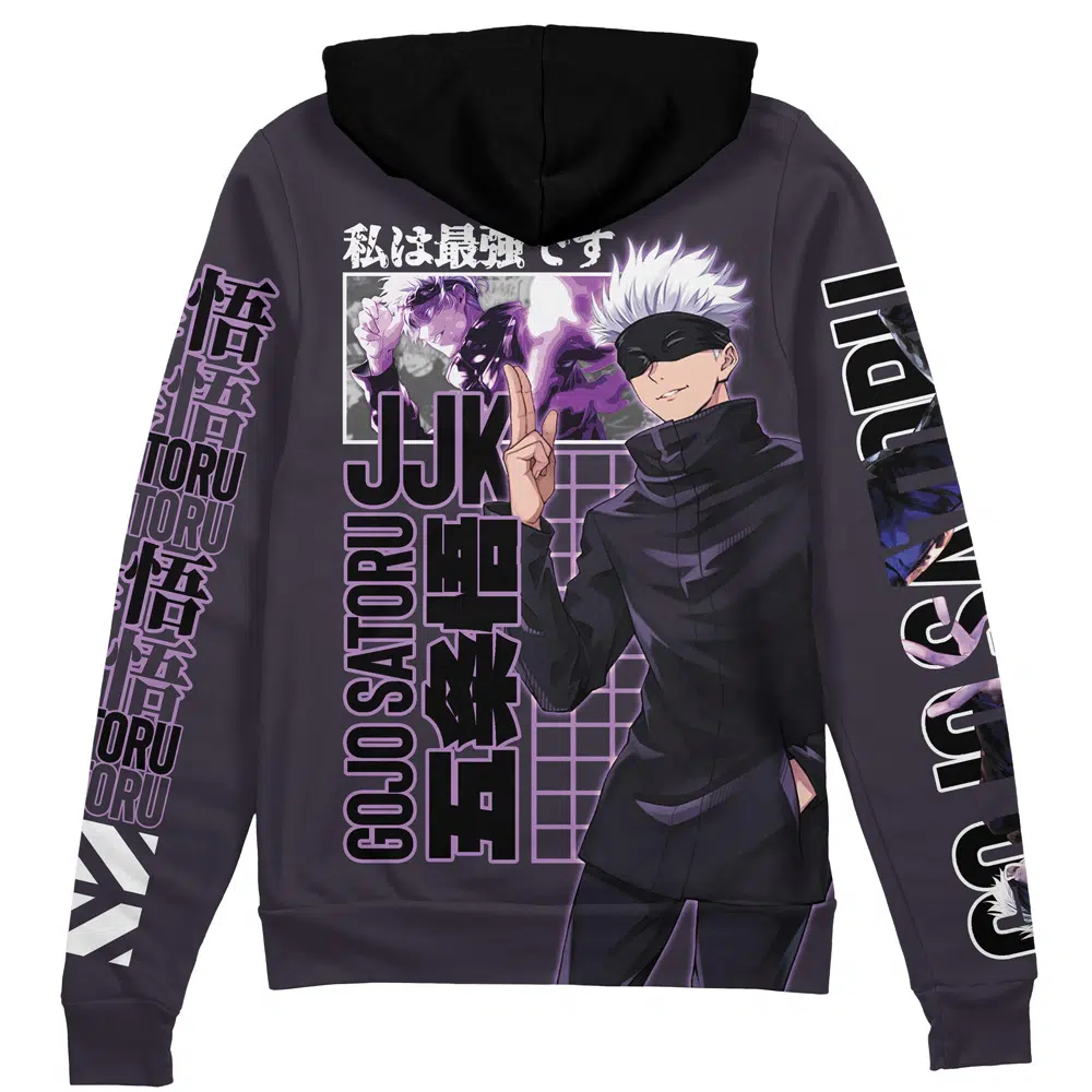 gojo Zip Hoodie Back Mockup - Jujutsu Kaisen EU Store