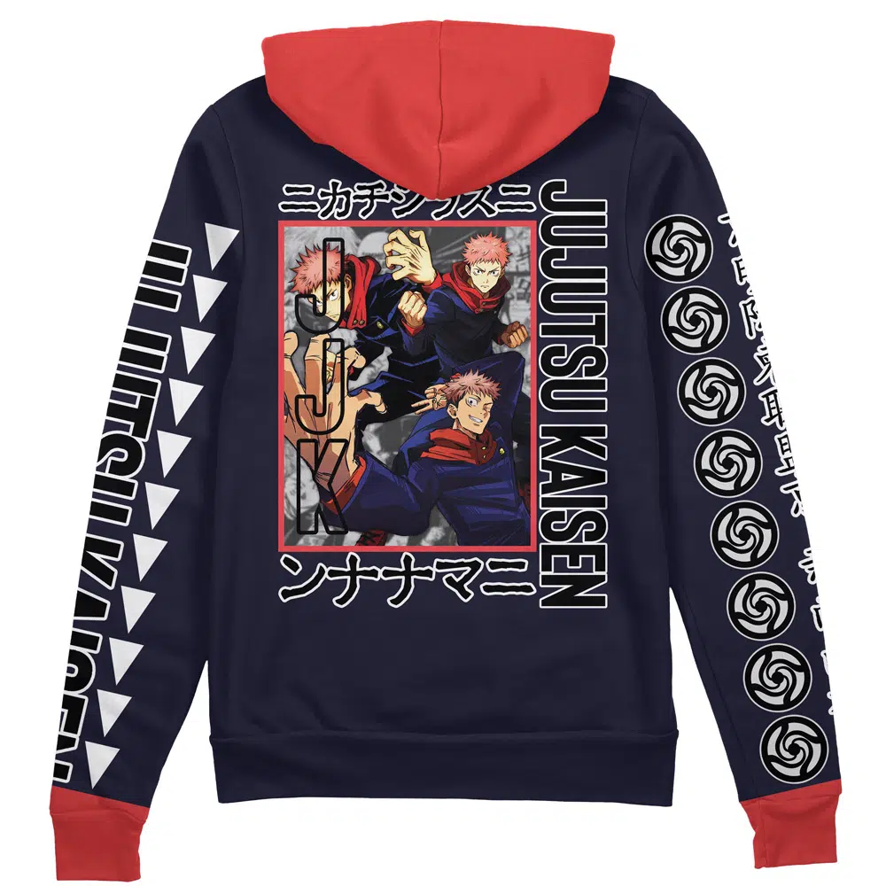 itadori Zip Hoodie Back Mockup - Jujutsu Kaisen EU Store