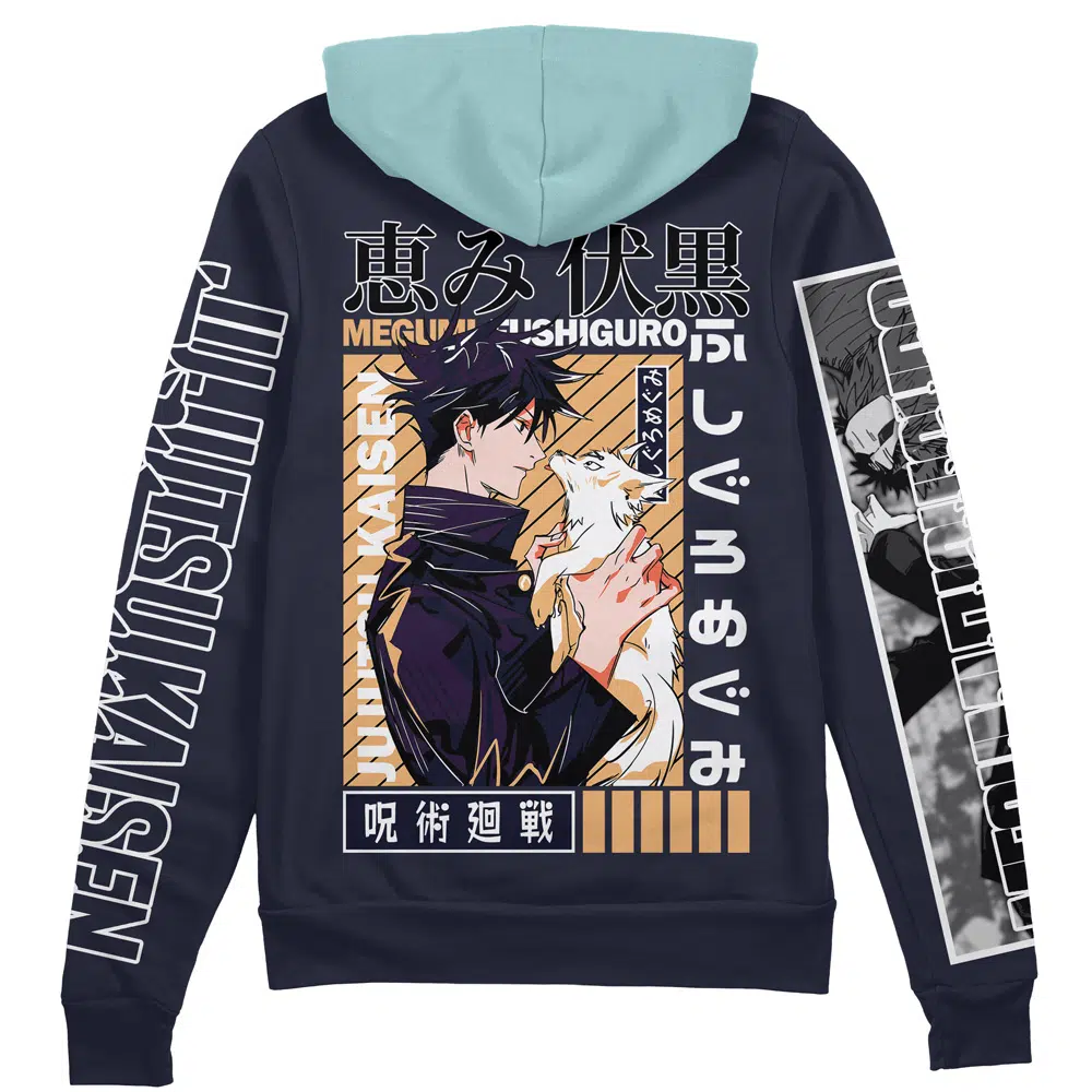 megumi Zip Hoodie Back Mockup 1 - Jujutsu Kaisen EU Store